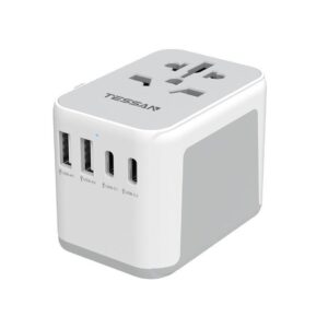 TESSAN Universal Travel Adapter Worldwide with 2 USB C and 2 USB A Ports, Universal Plug Adaptor UK to World