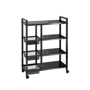 1pc Movable Storage Rack, Adjustable 4-Storey Kitchen Shelf with 3 Wire Baskets, Warm House Gift, New Home