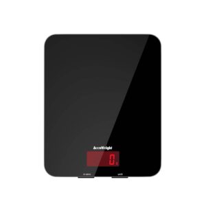 ACCUWEIGHT 201 Digital Kitchen Scales with Tempered Glass Platform Electronic Weighing Food Scale with Backlit LCD, 5kg/11lb