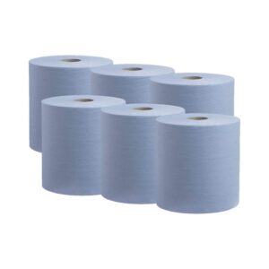 Blue Centrefeed Paper Tissue Rolls - Embossed Pattern Hand Towel , 2-Ply (Pack of 6)