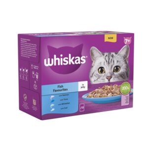 WHISKAS 7+ Cat Pouches Fish Favourites in Jelly 12 x 85 g