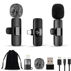 ILOS Wireless Lavalier Microphone for iPhone & Android Clip-On Mic, Noise Reduction, 65ft Range, 8H Battery, Bluetooth, Plug & Play - Ideal for Vlogging, YouTube, Podcasts, Interviews