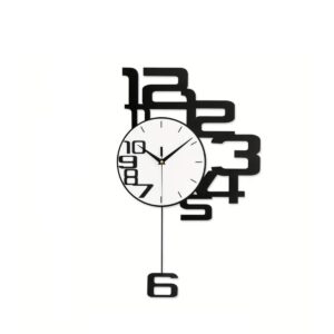 1pc Modern Minimalist Personality Metal Wood Creative Wall Clock, Large Battery Operated Clock For Living Room