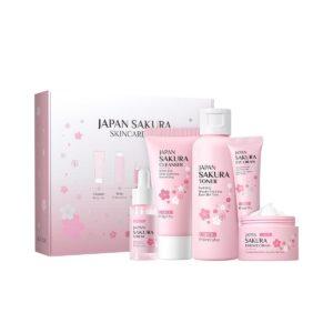 LAIKOU SkinCare Set, JAPAN Sakura Skin Care Sets & Kits - Cleanser,Toner,Face Serum,Eye Cream, Face Cream, Gift Set for Teenage Girls Women Mom Daughter Birthday, Travel Kit for All Skin Types, 5pcs
