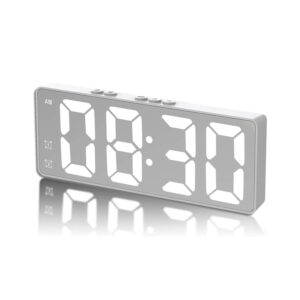 White Digital Alarm Clock Bedside - LED Clock for Bedroom Home Office, Easy to Use