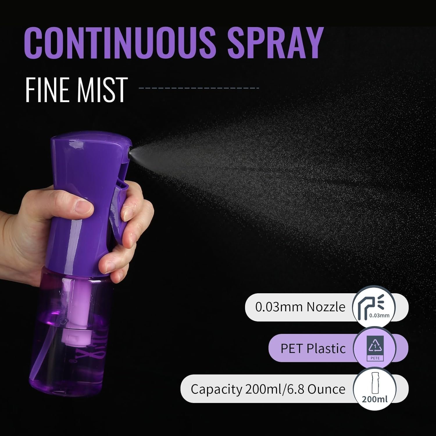 LORSEX Hair Brush with Hair Spray Bottle, Detangling Brush, Teasing Comb Edge Hair Brush (Purple) - Image 3