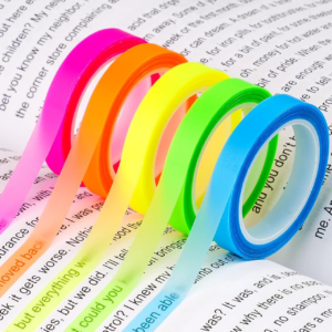 Hoiny Highlighter Tape, 10 Rolls Transparent Writable Sticky tabs, Removable Thin Sticky Notes