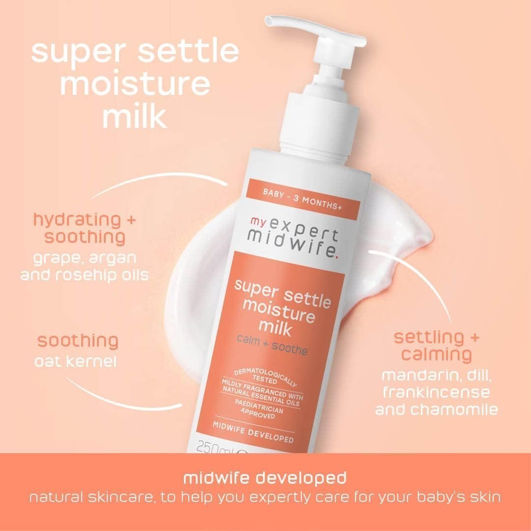 My Expert Midwife Baby Settle & Soothe Skincare Essentials Kit with Super Settle Cleansing Baby Body Wash, (Pack of 3) - Image 2