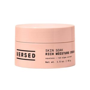 Versed Skin Soak Rich Moisture Face Cream - Daily Facial Moisturizer with Squalane Oil - Non-Greasy Night Cream for Aging, Dry Skin - Vegan