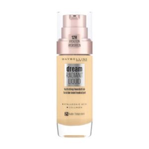 Maybelline Foundation, Dream Radiant Liquid Hydrating Foundation with Hyaluronic Acid and Collagen - Lightweight, Medium Coverage Up to 12 Hour Hydration - 21 Nude