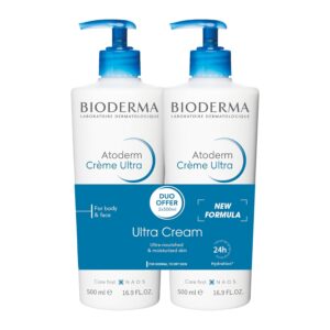 Bioderma Atoderm Ultra Cream Duo Pack, Hydrating Body Moisturizer for Normal to Dry Sensitive Skin 2x16.9 Fl Oz