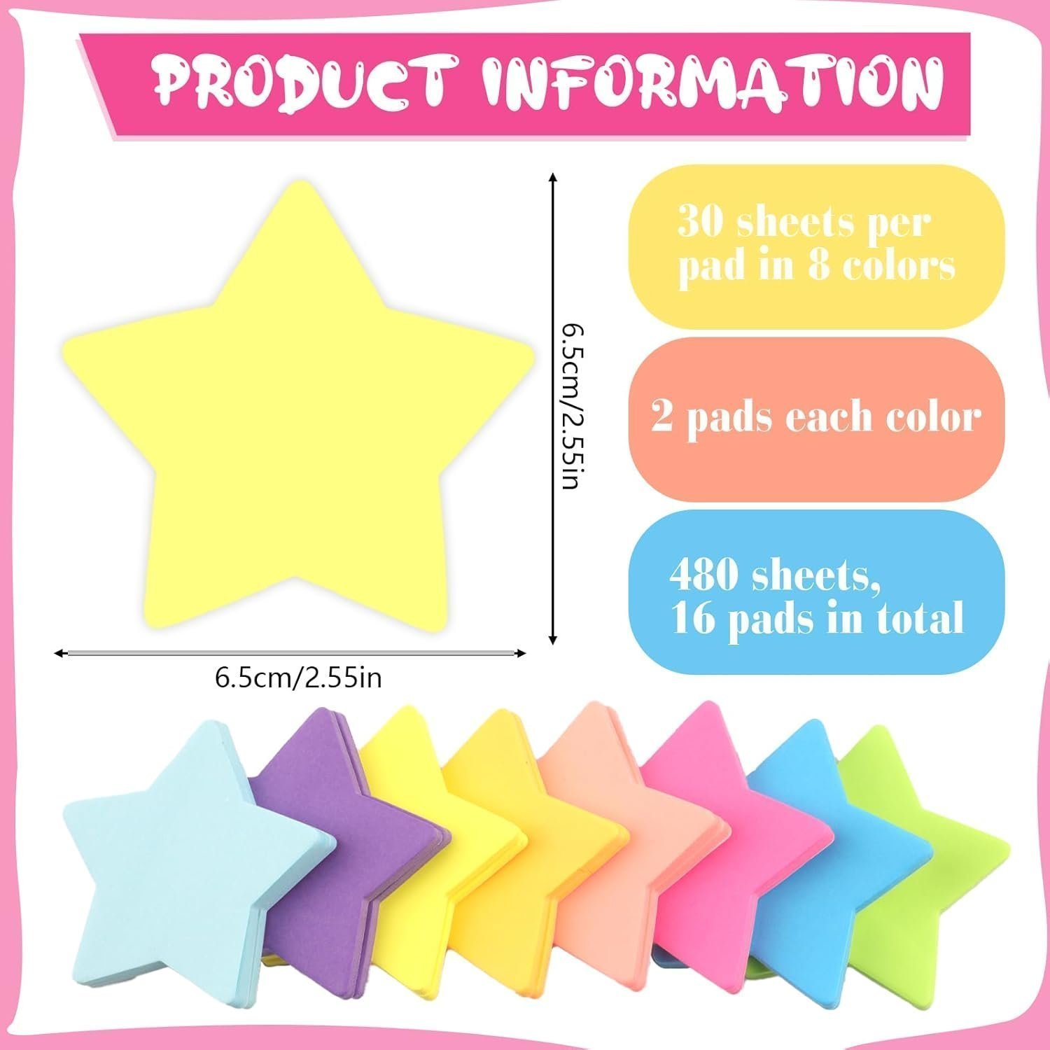 Sticky Notes, 480 Sheets Self Sticky Notes Pad, Pastel Sticky Notes, Bright Stick Notes - 8 Colors - Image 6