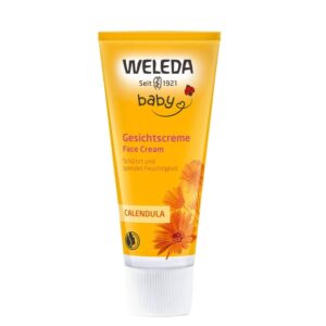 Weleda Baby Face Cream, Calendula Moisturiser, Moisturising Cream for Baby, Delicate Skin, Dermatologically Tested, Gentle Protection, Developed by Professionals, Lanolin, 50ml