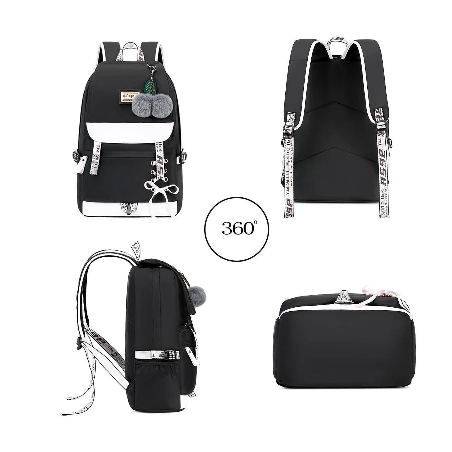 Asge Girls Backpack School Bags for Girls Nylon Waterproof College Rucksack Fashion Casual Daypack - Image 4