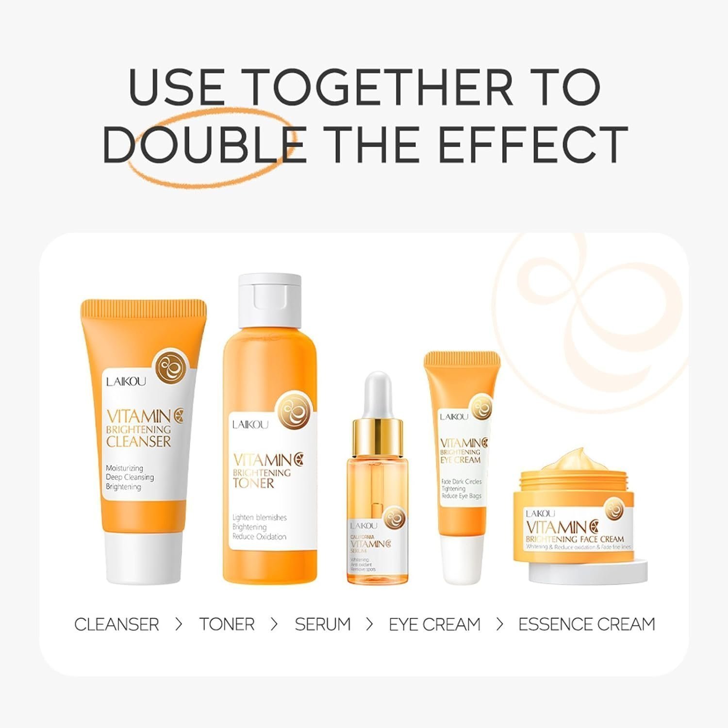 Skincare Gift Set for Teenage Girls - Vitamin C Serum Skin Care Sets & kits - Pamper Gifts for Women - Includes Cleanser, Face Serum,Cream,Toner, Eye Cream - Anti-Aging Daily Skin Care (5 Pieces) - Image 4