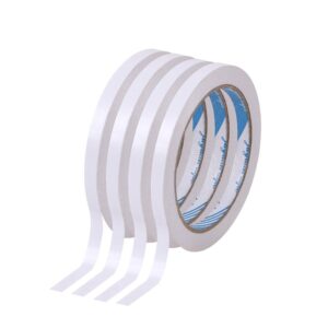 4 Rolls Double-Sided Tape Adhesive Sticky Tapes for Scrapbooking, Photos, Invitation Cards, Paper, DIY Crafts - 0.32 inch Wide Each Roll