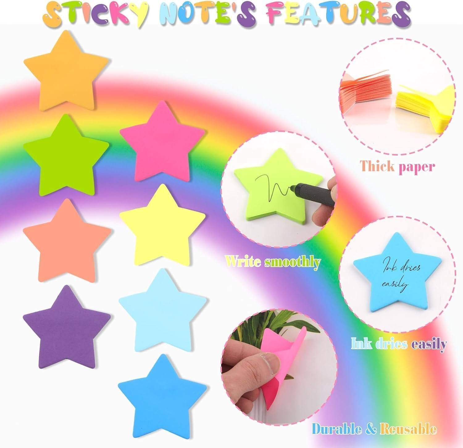Sticky Notes, 480 Sheets Self Sticky Notes Pad, Pastel Sticky Notes, Bright Stick Notes - 8 Colors - Image 5
