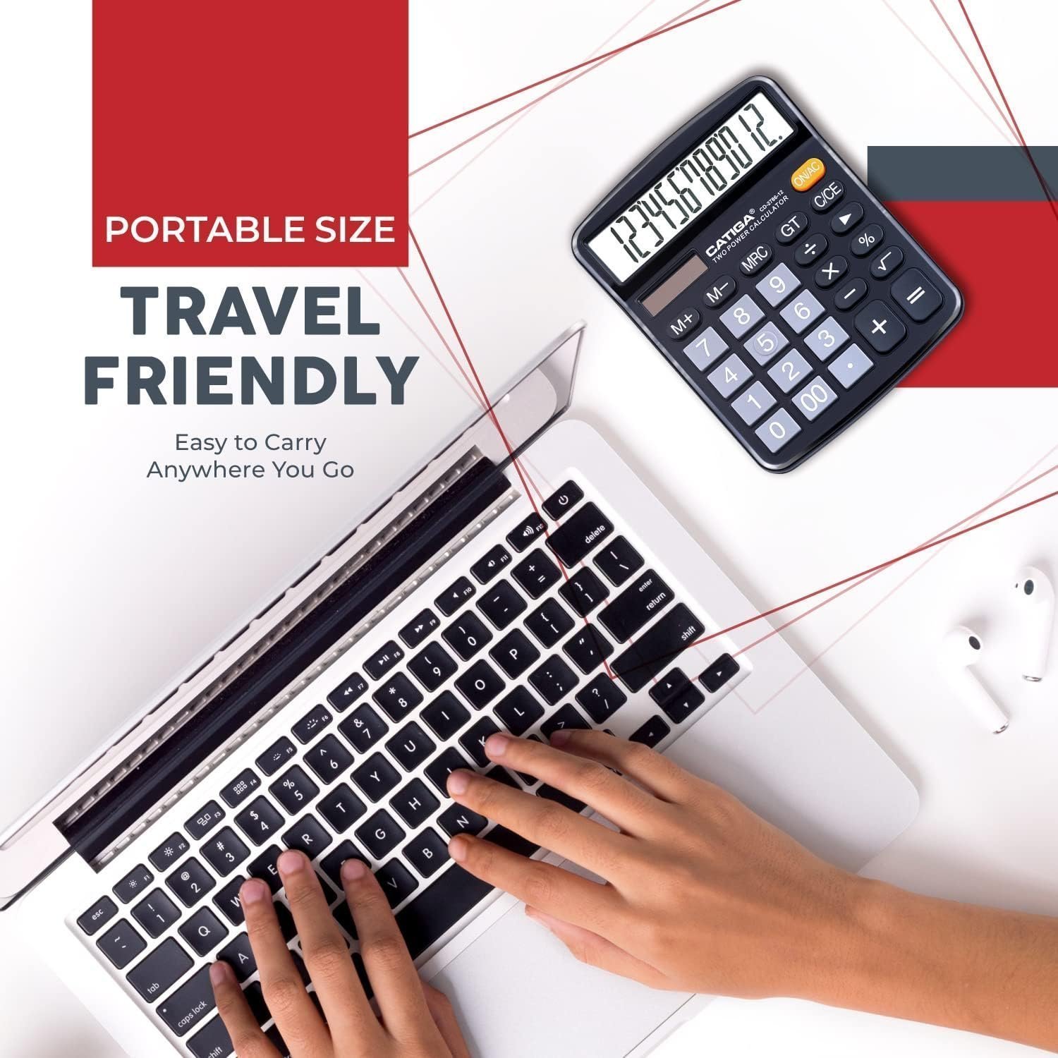 12 Digit Desktop Calculator with Large LCD Display and Sensitive Button, CD-2786 - Image 3