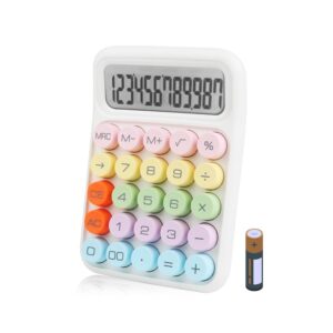 Bimormat Colorful Electronic Calculator,12 Digit Large LCD Display - (UK-COCA-White)