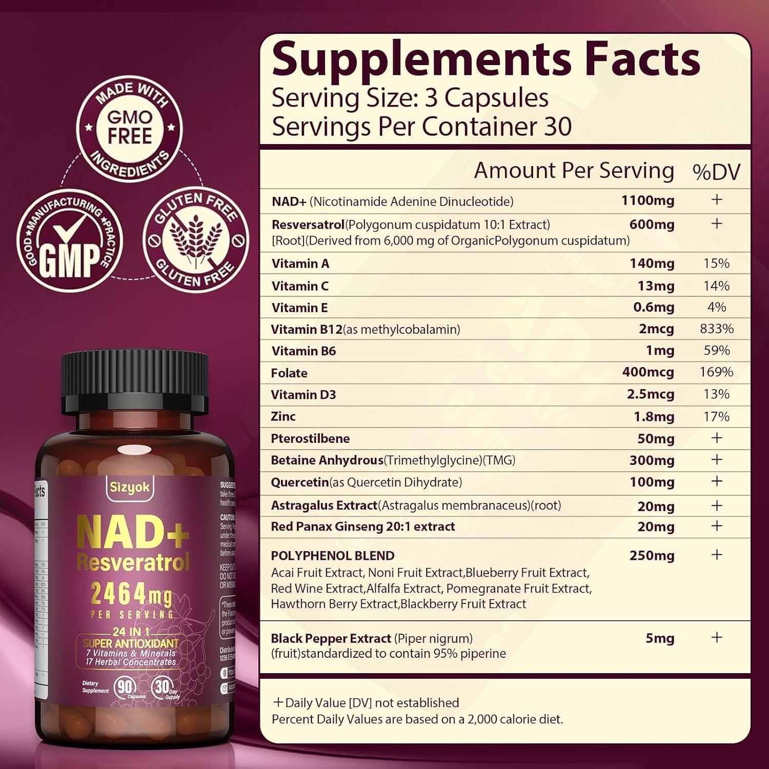 NAD Resveratrol Supplement 2464mg, Liposomal NAD Supplement NAD+ Levels, Energy Anti-Aging - Image 5