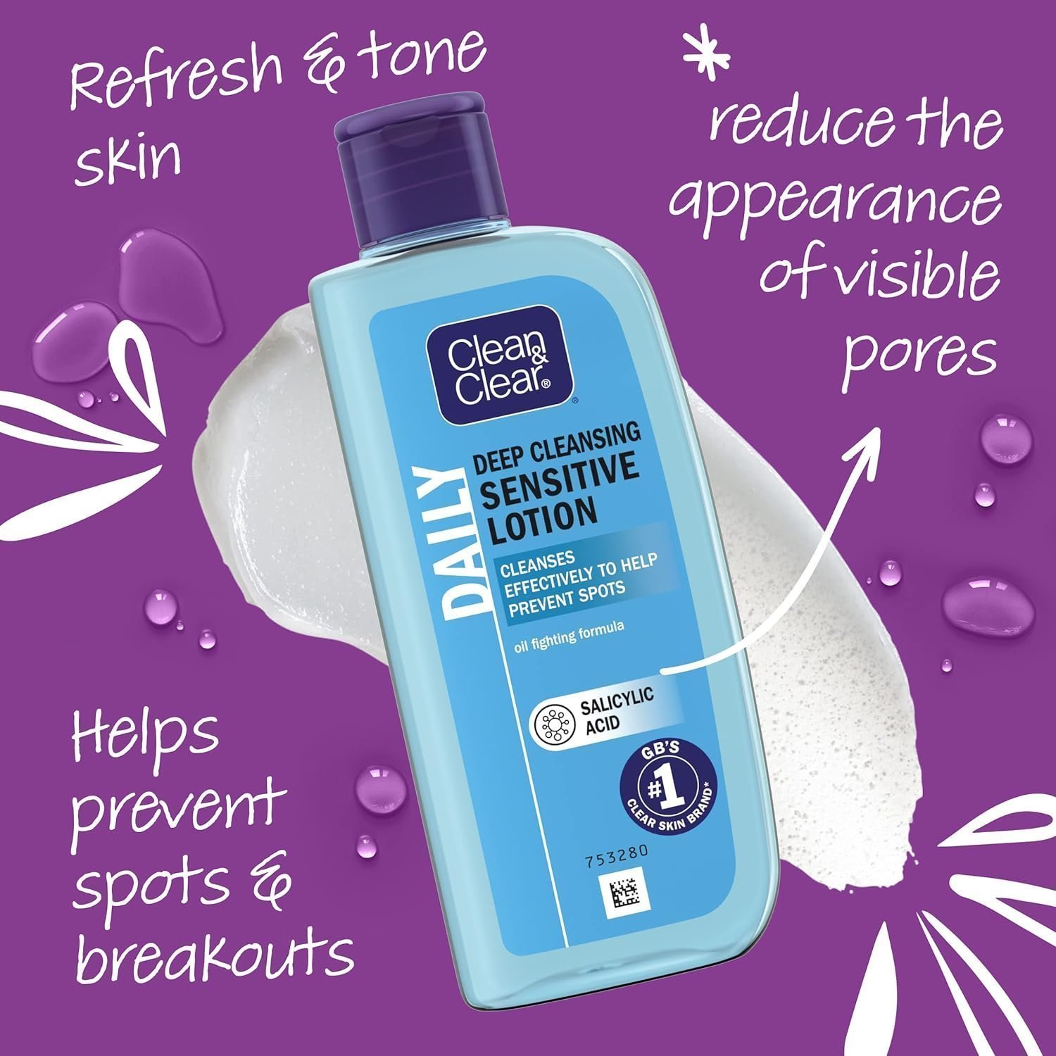 Clean & Clear Deep Cleansing Lotion for Sensitive Skin (1x 200ml) - Image 2